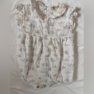 White and Pink Printed Kids One Piece